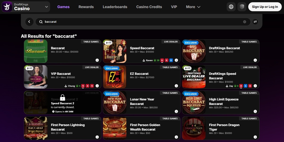 DraftKings Baccarat